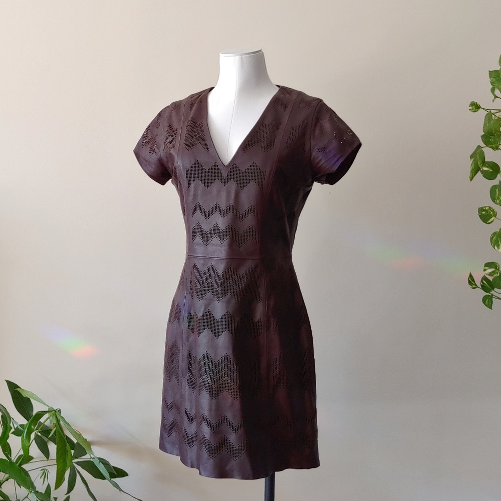 BROWN 100% LEATHER DRESS